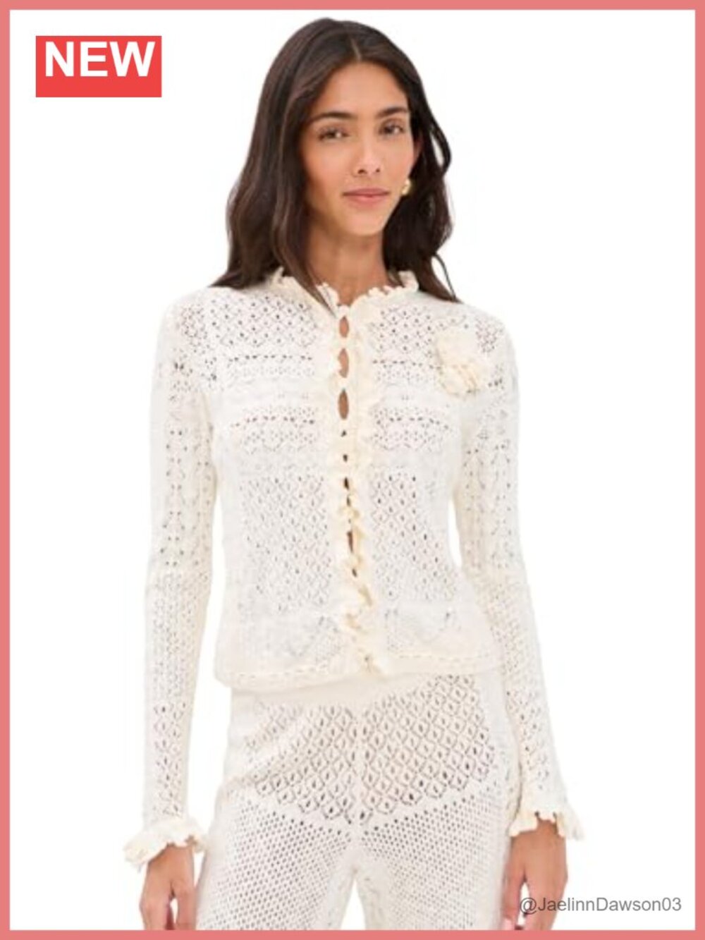 ba&sh Soria Cardigan Lightweight Textured Knit With Ruffled Trim